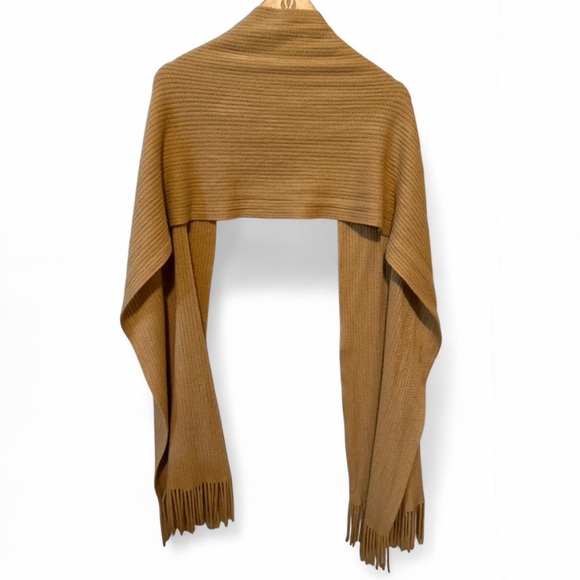 Tan Ribbed Knit Scarf / Wrap - Picture 2 of 5